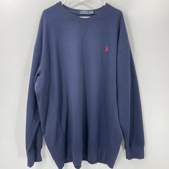 Polo Ralph Lauren Men's Sweatshirt, Navy With Red Pony, Sz. 2XLT 2TGL Preppy - Picture 1 of 6